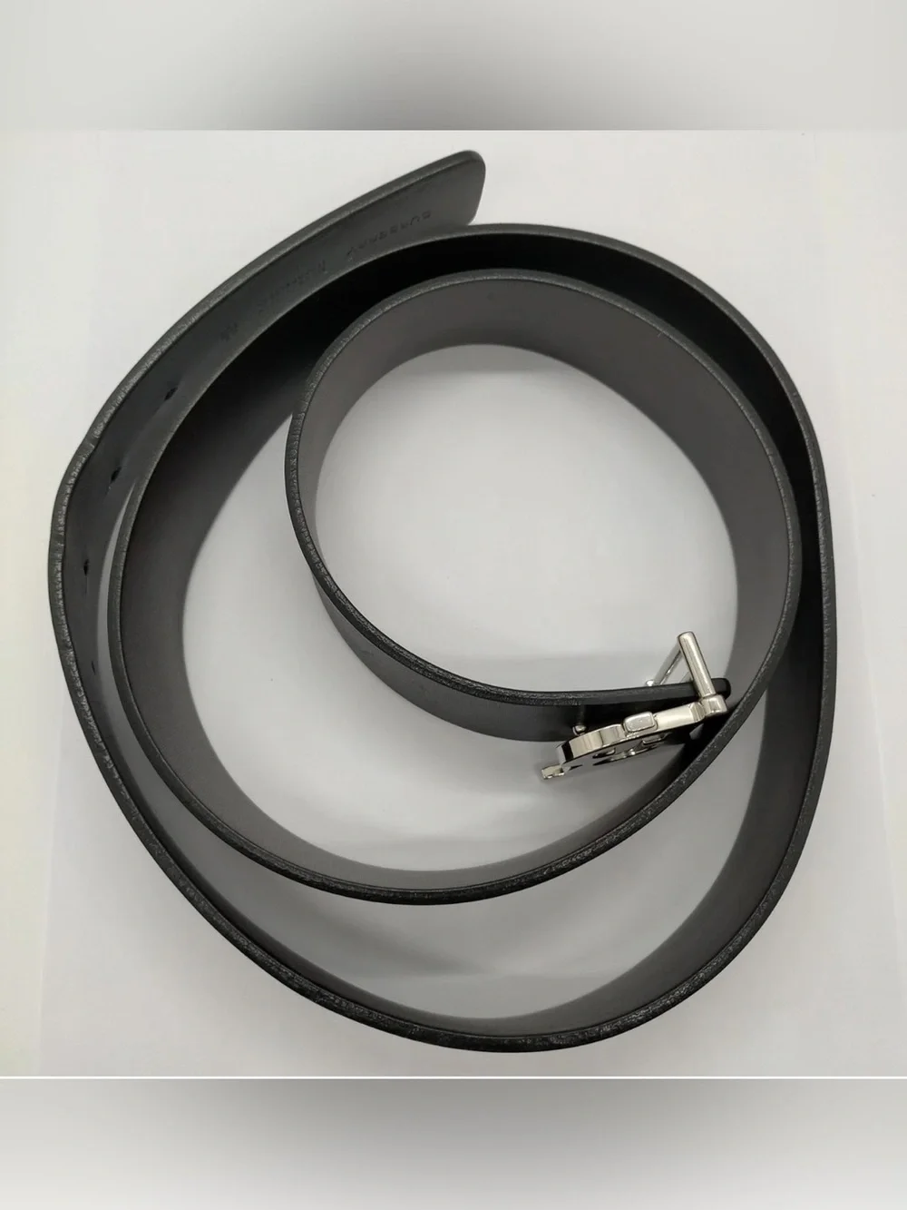Auth Burberry 'TB' Logo Leather Black Belt